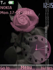 Pink rose with clock theme screenshot