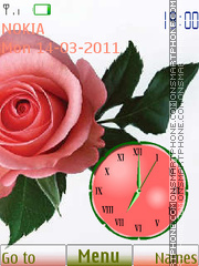 Скриншот темы Rose with SWF Clock