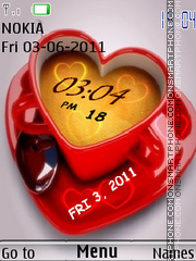 Heart Cup Clock tema screenshot